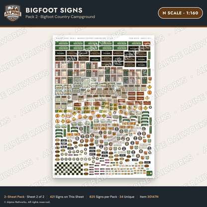 Alpine Railworks 30147N N Scale Bigfoot Signs