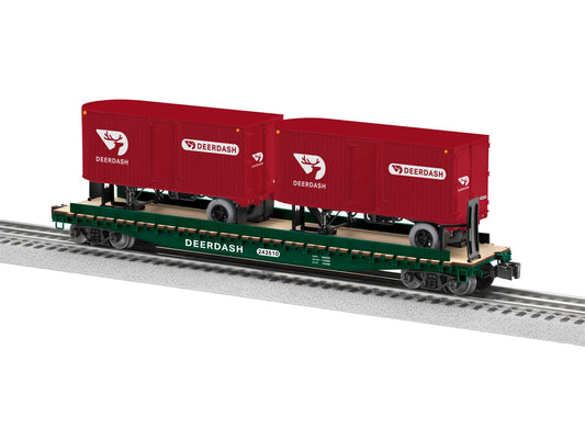 Lionel 6-2426710 O Gauge Deer Dash 50' TOFC Flatcar w/2 20' Trailers
