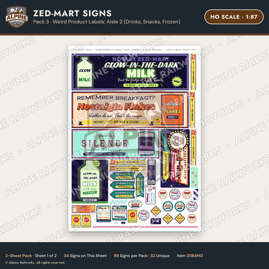 Alpine Railworks 31184HO HO Scale Grocery Store Signs - Funny Products