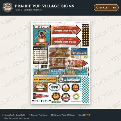 Alpine Railworks 30977O O Scale Roadside Signs - Prairie Dog Town