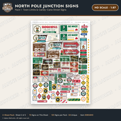 Alpine Railworks 30834HO HO Scale Roadside Signs - Christmas Town