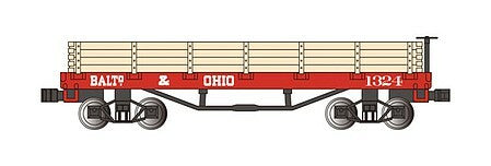 Bachmann 15452 N Scale Old-Time Wood Gondola - Baltimore & Ohio #1324 (red)
