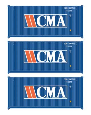 Walthers SceneMaster 18050 HO 20' Container 3-Pack CMA
