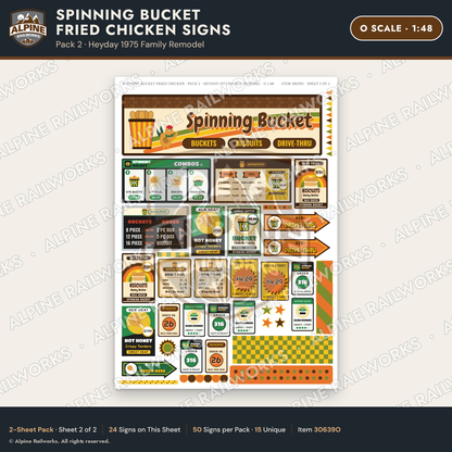 Alpine Railworks 30639O O Scale Fast Food Signs - Fried Chicken