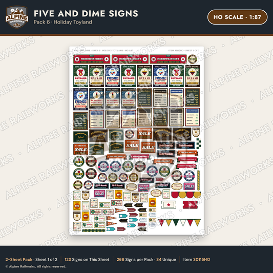 Alpine Railworks 30115HO HO Scale Five and Dime Signs