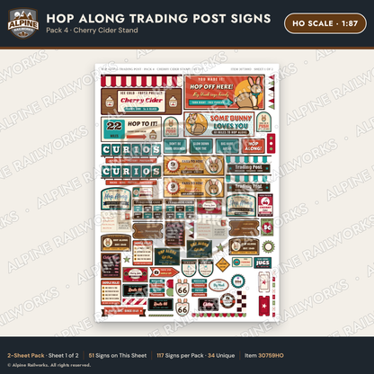 Alpine Railworks 30759HO HO Scale Roadside Signs - Trading Post