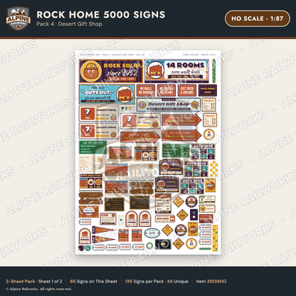 Alpine Railworks 31035HO HO Scale Roadside Signs - Cliff Rock House