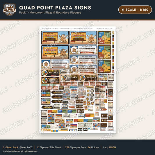 Alpine Railworks 31110N N Scale Roadside Signs - Four Corners