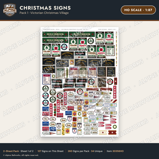 Alpine Railworks 30356HO HO Scale Christmas Signs