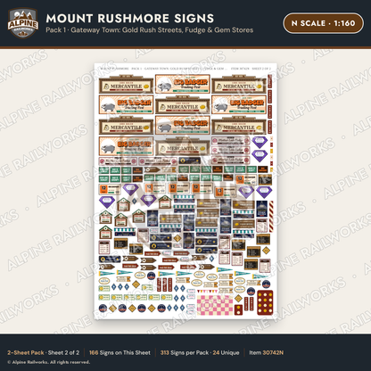 Alpine Railworks 30742N N Scale Tourist Signs - Mount Rushmore