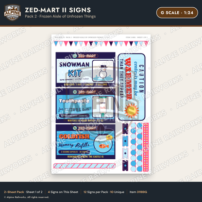 Alpine Railworks 31189G G Scale Grocery Store Signs - Funny Products