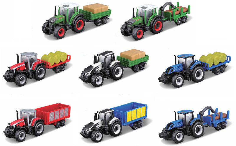 Maisto 15590-CASE 1/64 Scale Mini Work Machines - Tractor Plus Trailer