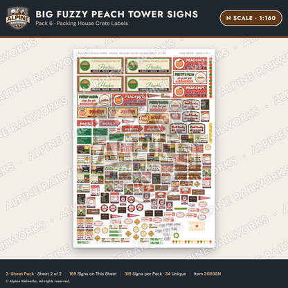 Alpine Railworks 30935N N Scale Roadside Signs - Peach Water Tower