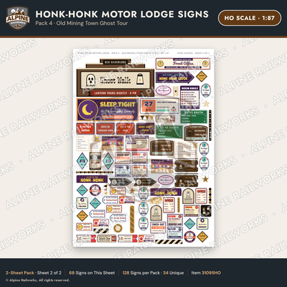 Alpine Railworks 31095HO HO Scale Roadside Signs - Clown Motel