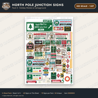 Alpine Railworks 30838HO HO Scale Roadside Signs - Christmas Town
