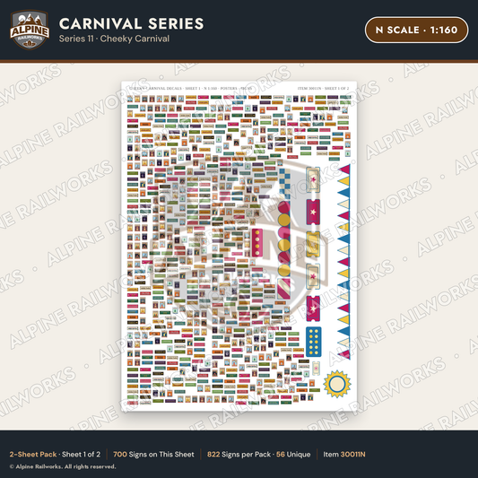 Alpine Railworks 30011N N Scale Carnival Signs - Cheeky Carnival
