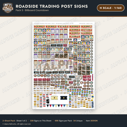Alpine Railworks 30510N N Scale Roadside Trading Post Signs