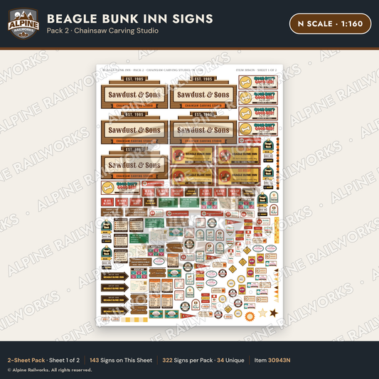 Alpine Railworks 30943N N Scale Roadside Signs - Dog-Shaped Inn