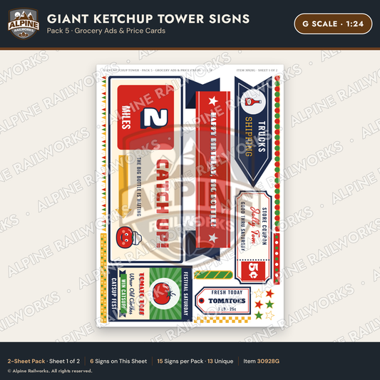 Alpine Railworks 30928G G Scale Roadside Signs - Ketchup Bottle Tower