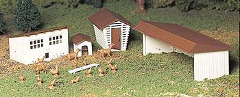 Bachmann 45604 O Scale Plasticville U.S.A.(R) Classic Kits -- Farm Out-Buildings pkg(3)