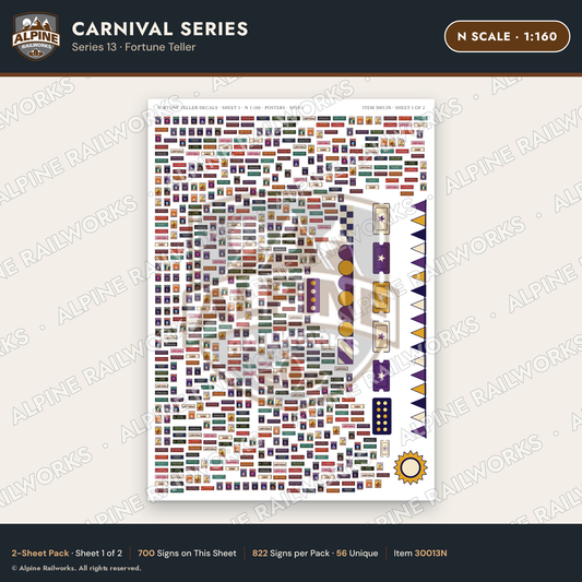 Alpine Railworks 30013N N Scale Carnival Signs - Fortune Teller