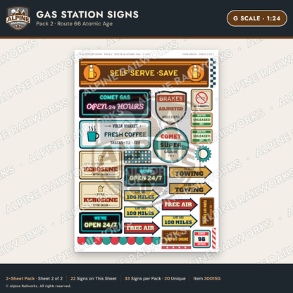 Alpine Railworks 30015G G Scale Gas Station Signs