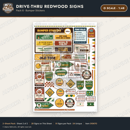 Alpine Railworks 31067O O Scale Roadside Signs - Drive-Thru Tree