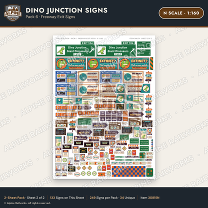 Alpine Railworks 30815N N Scale Roadside Signs - Giant Dinosaurs