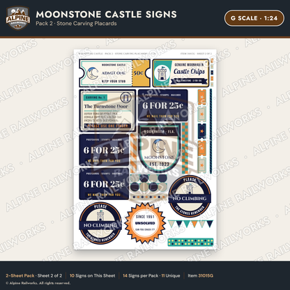 Alpine Railworks 31015G G Scale Roadside Signs - Stone Castle