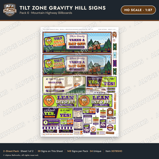 Alpine Railworks 30785HO HO Scale Roadside Signs - Mystery Spot