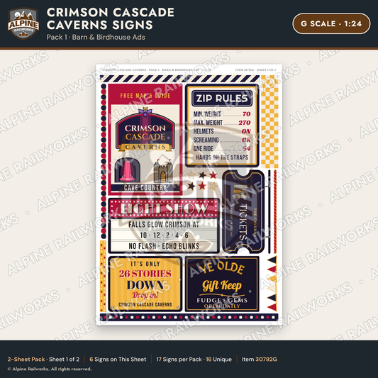 Alpine Railworks 30792G G Scale Roadside Attraction Signs - Caverns