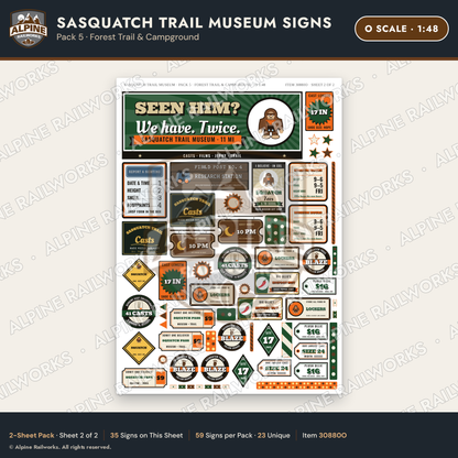 Alpine Railworks 30880O O Scale Roadside Signs - Bigfoot Museum