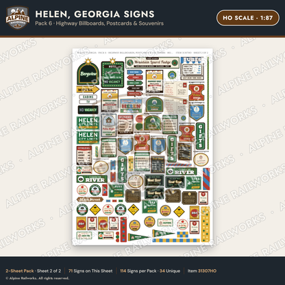Alpine Railworks 31307HO HO Scale Helen GA Signs - Billboards