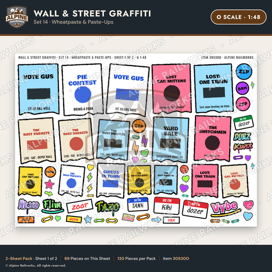 Alpine Railworks 30530O O Scale Wall & Street Graffiti Cut-Outs