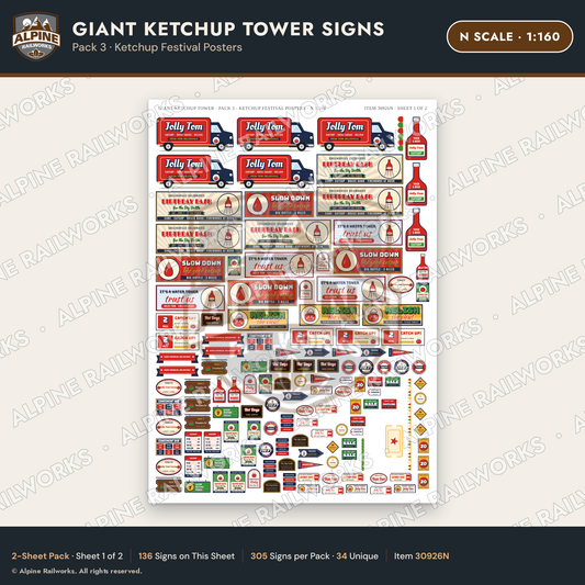 Alpine Railworks 30926N N Scale Roadside Signs - Ketchup Bottle Tower