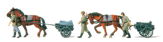 Preiser 16576 HO Scale Ammo Cart w/Horses & Figures Kit