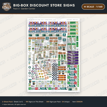 Alpine Railworks 30682N N Scale Big-Box Discount Store Signs
