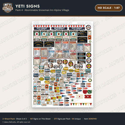 Alpine Railworks 30167HO HO Scale Yeti Signs