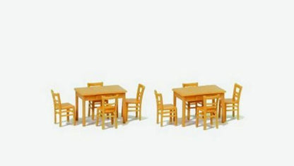Preiser 17218 HO Scale Table & Chairs 2 Tables & 8 Chairs