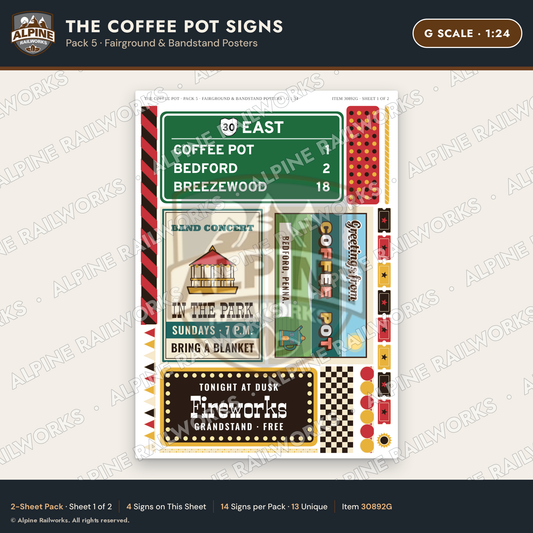 Alpine Railworks 30892G G Scale Roadside Signs - Coffee Pot Diner