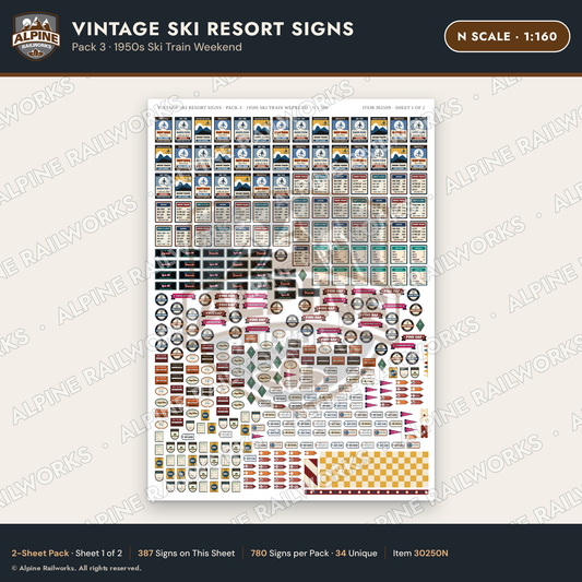 Alpine Railworks 30250N N Scale Vintage Ski Resort Signs