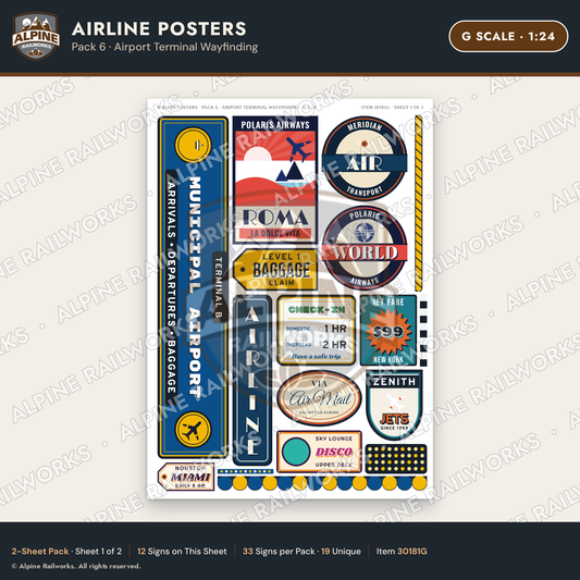 Alpine Railworks 30181G G Scale Airline Posters