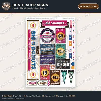 Alpine Railworks 30435G G Scale Donut Shop Signs