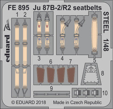 Eduard FE895 1/48 Ju 87B-2/R2 Seatbelts Steel for Airfix
