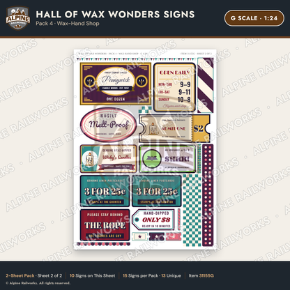 Alpine Railworks 31155G G Scale Roadside Attraction Signs - Wax Museum