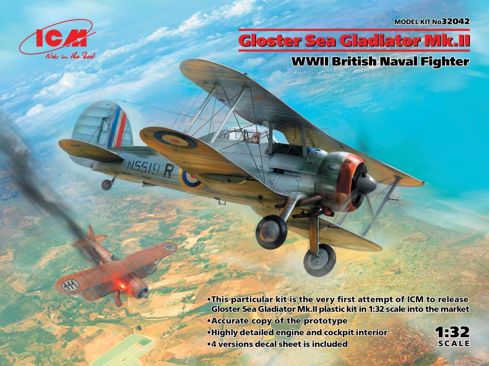 ICM Models 32042 1/32 WWII British Gloster Sea Gladiator Mk II Naval Fighter