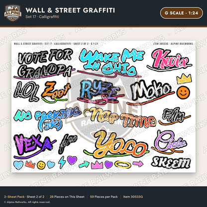 Alpine Railworks 30533G G Scale Wall & Street Graffiti Cut-Outs