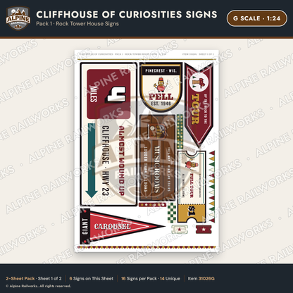 Alpine Railworks 31026G G Scale Roadside Signs - Curiosity House