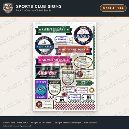 Alpine Railworks 30459G G Scale Sports Club Signs - Country Club