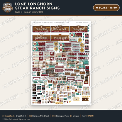 Alpine Railworks 30764N N Scale Roadside Signs - Big Steakhouse